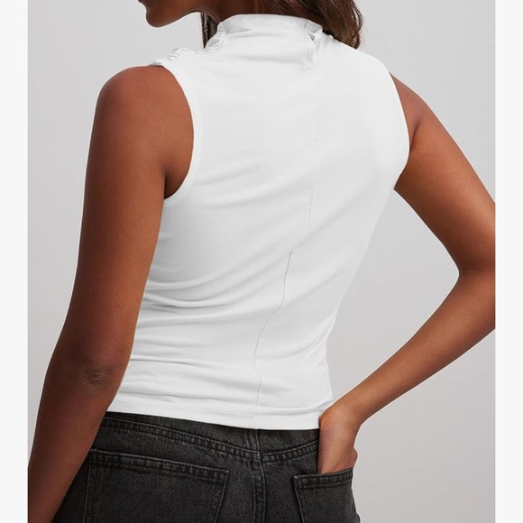 Elegant White Drape Neck Tank Top - Picture 4 of 5